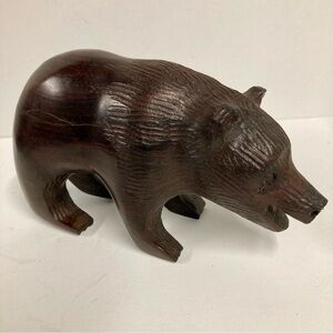 Ironwood Hand Carved Wood Brown Bear Grizzly Black Bear Figure Statue Hardwood